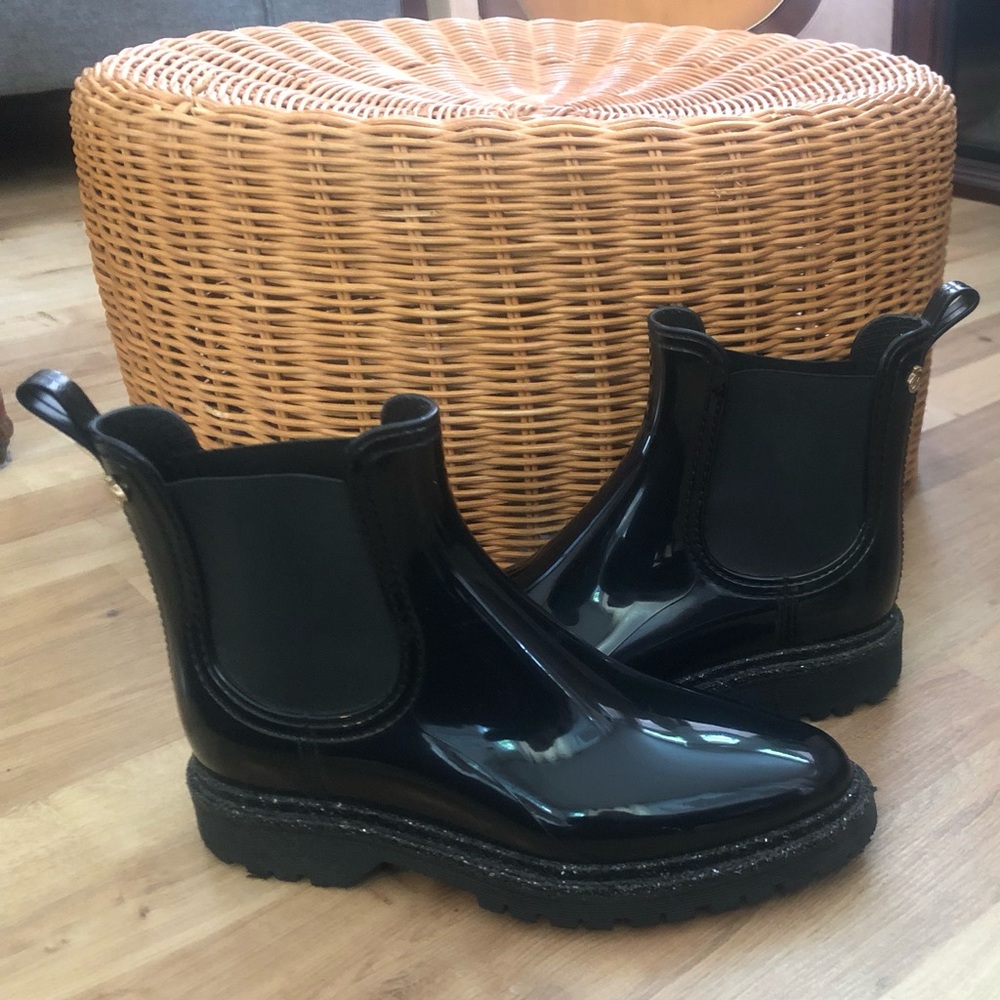 LEMON JELLEY Anlke Boots Sprarkly Shiny Rain Boots Size 40 or An 8/8.5 GUC